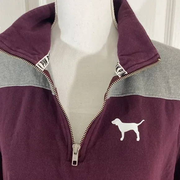 PINK 3/4 zip Sweatshirt size Small - Picture 7 of 8